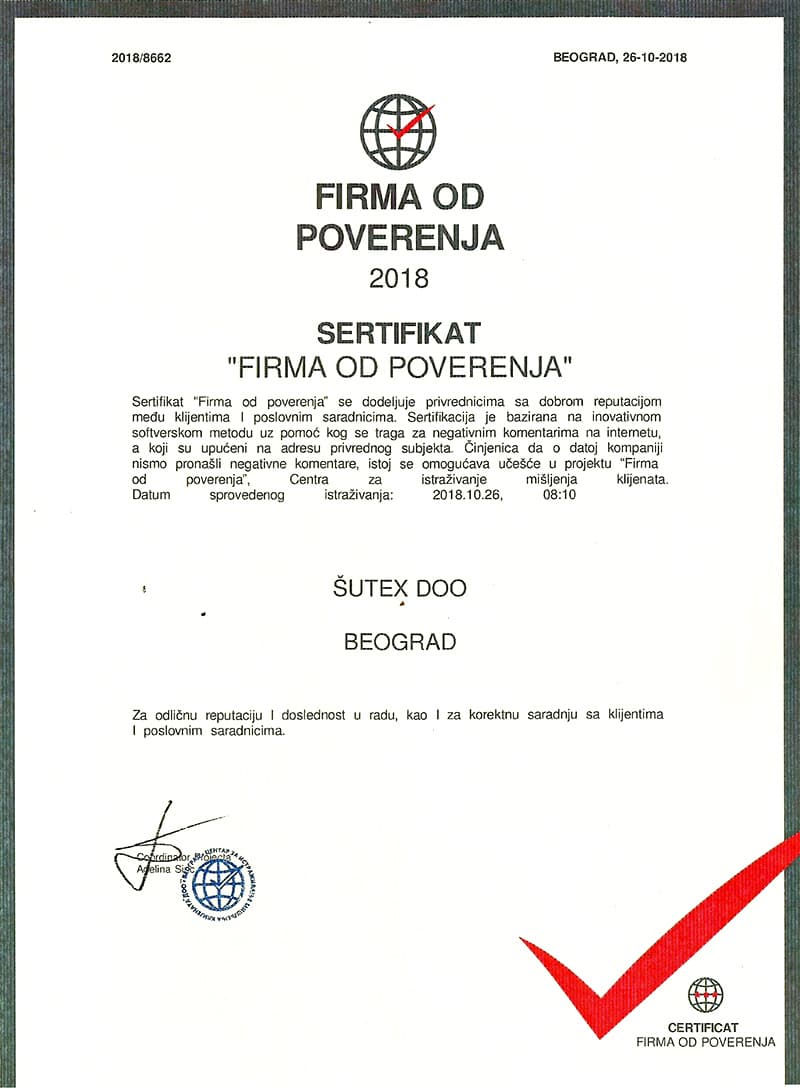 Sertifikat: Firma od poverenja